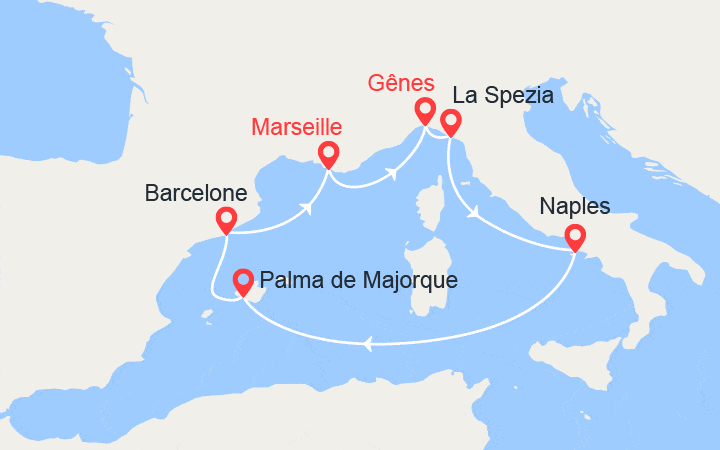Carte Croisière Italie, Espagne, Baléares Carte Croisière Italie, Espagne, Baléares