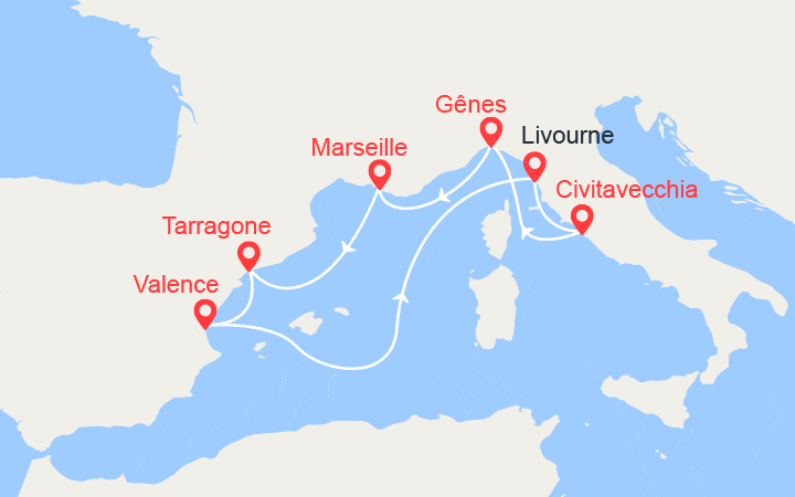 Carte Croisière Espagne, Italie